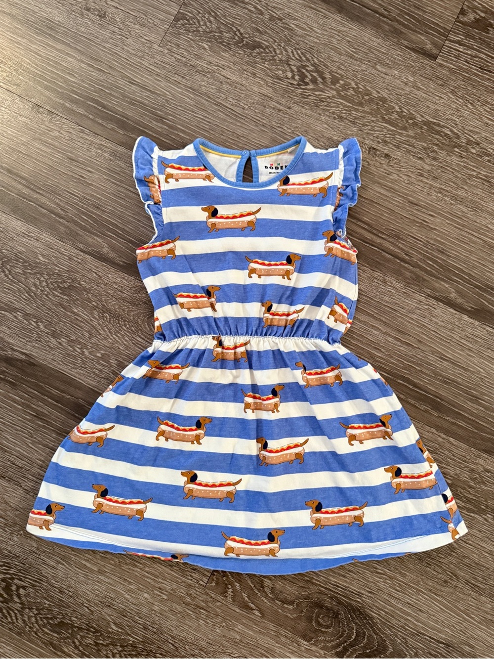 Mini Boden frill-sleeve jersey dress